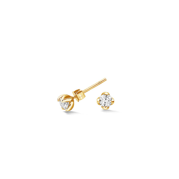 Dower & Hall Gold 4mm White Topaz Orissa Stud Earrings