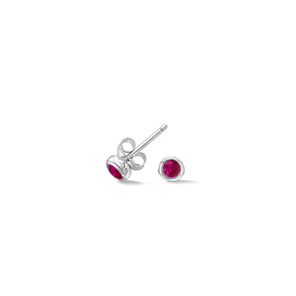 Dower & Hall Silver 3mm Ruby Dewdrop Studs