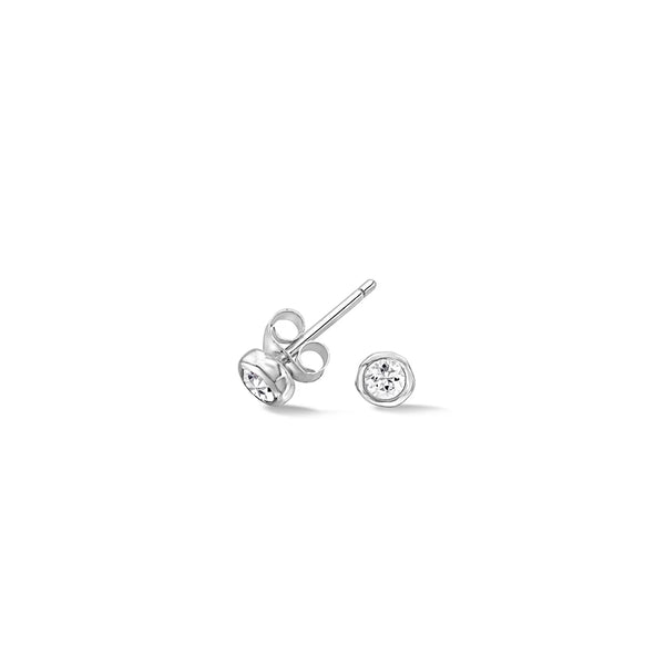 Dower & Hall Silver 3mm White Sapphire Dewdrop Stud Earrings
