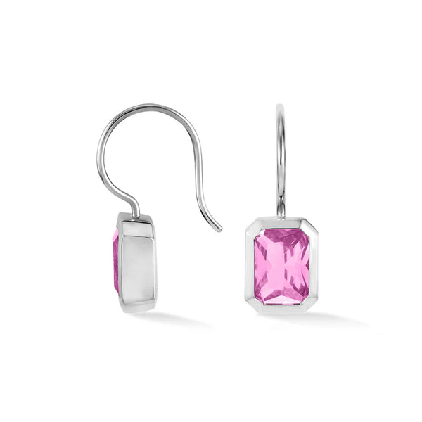 Dower & Hall Silver Octagon Pink Quartz Earrings