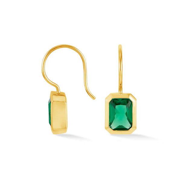 Dower & Hall Gold Octagon Green Garnet Earrings