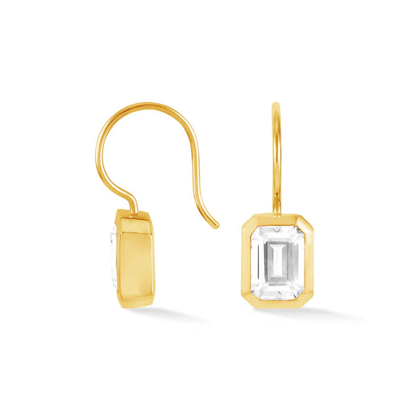 Dower & Hall Gold Octagon White Topaz Earrings