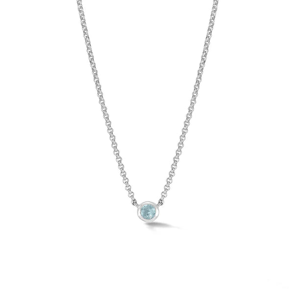 Dower & Hall Silver Aquamarine Round Dewdrop Pendant Necklace