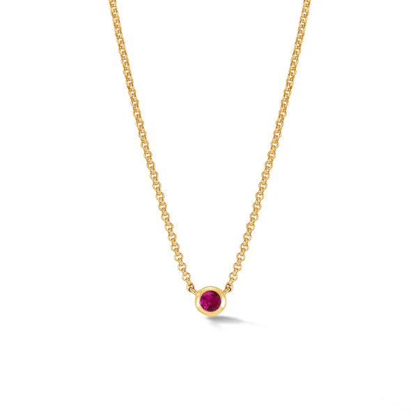 Dower & Hall Gold Ruby Round Dewdrop Pendant Necklace