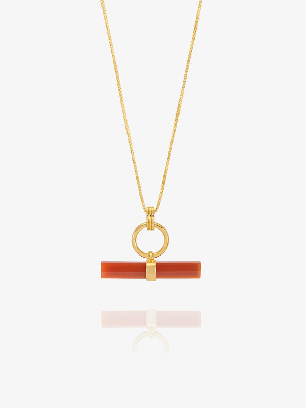 Rachel Jackson Gold Vitality Carnelian T-Bar Necklace