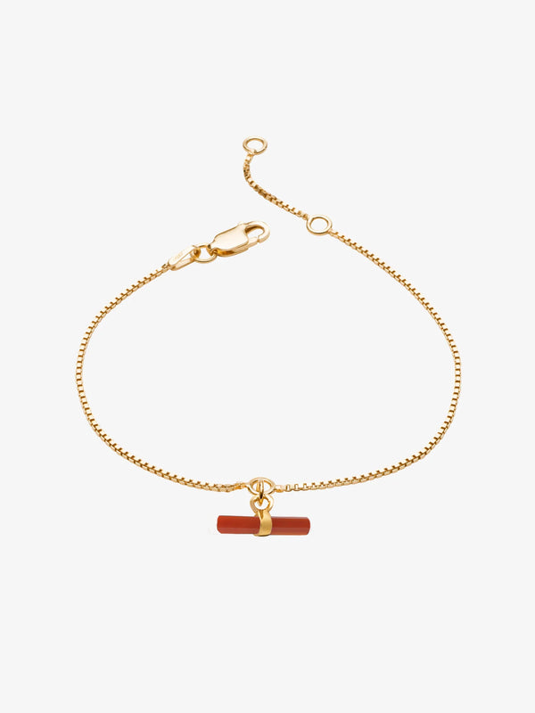 Rachel Jackson Gold Vitality Carnelian T-Bar Bracelet