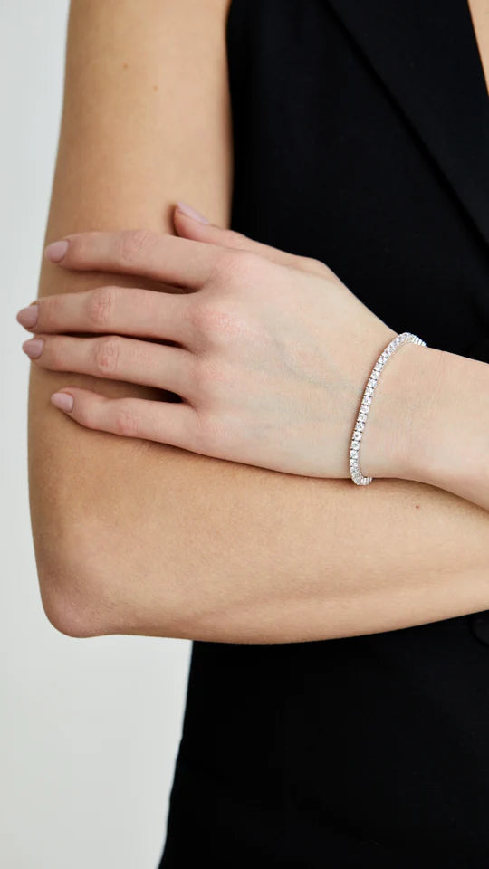 Carat London Silver Vianne Round Prong Tennis Bracelet size Large