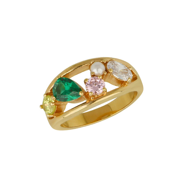 Amelia Scott Sofia Flamingo & Gold Cluster Ring
