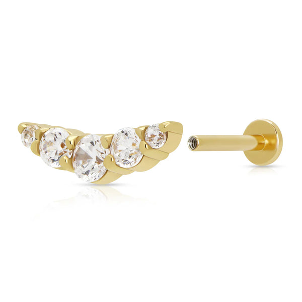 Scream Pretty Gold Curve Sparkling Single Flat Back Stud