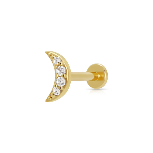Scream Pretty Gold Sparkling Moon Flat Back Single Stud Earring