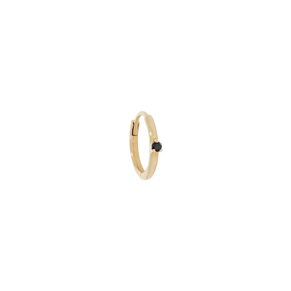 Metier 9ct Yellow Gold, 3 Claw Black Diamond, Mini Clicker Hoop