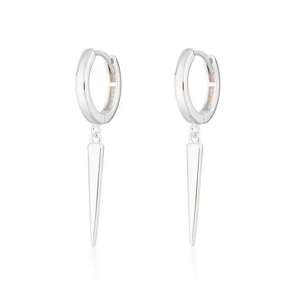 Scream Pretty Silver Spike Charm Hoop Earrings